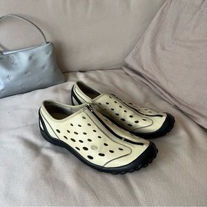 rubber leather slip on shoe